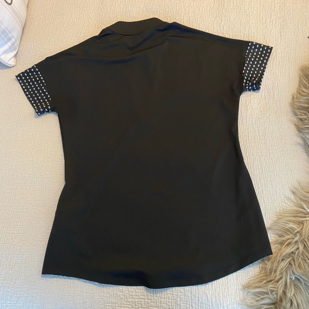 adidas Women's Black Short-Sleeve Zip Golf Polo - Picture 2 of 4
